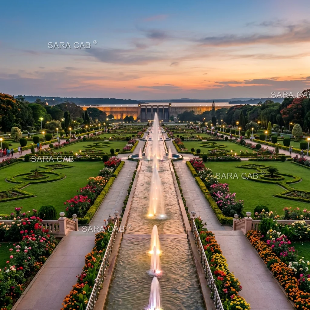 Brindavan Gardens & KRS Dam Taxi Packages - SARA CAB Mysore